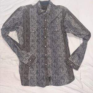 Wrangler Retro Blue and Gray Plaid Shirt